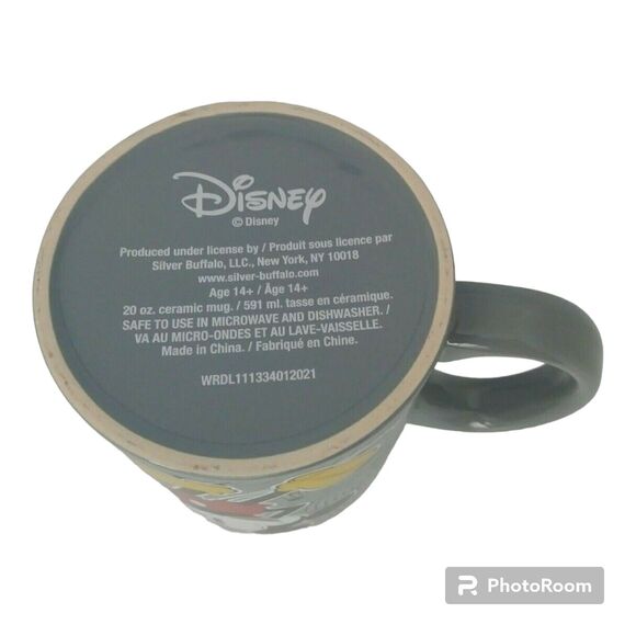 DISNEY MICKEY MOUSE 20oz Ceramic Mug Cup Coffee Tea Grey Red Yellow Black NEW - Picture 3 of 3